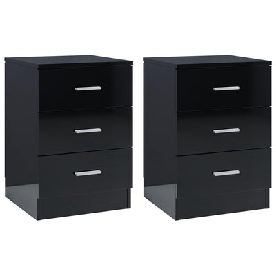 Bedside Cabinets 2 pcs High Gloss Black 38x35x56 cm Engineered Wood