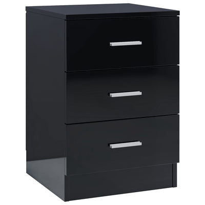 Bedside Cabinets 2 pcs High Gloss Black 38x35x56 cm Engineered Wood