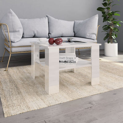 Coffee Table High Gloss White 23.6"x23.6"x16.5" Engineered Wood