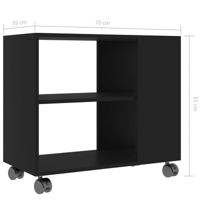 Side Table Black 70x35x55 cm Engineered Wood