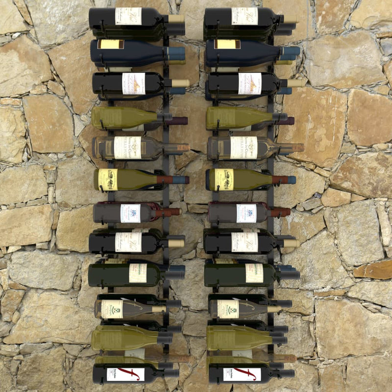 Wall-mounted Wine Racks for 72 Bottles 2 pcs Black Iron
