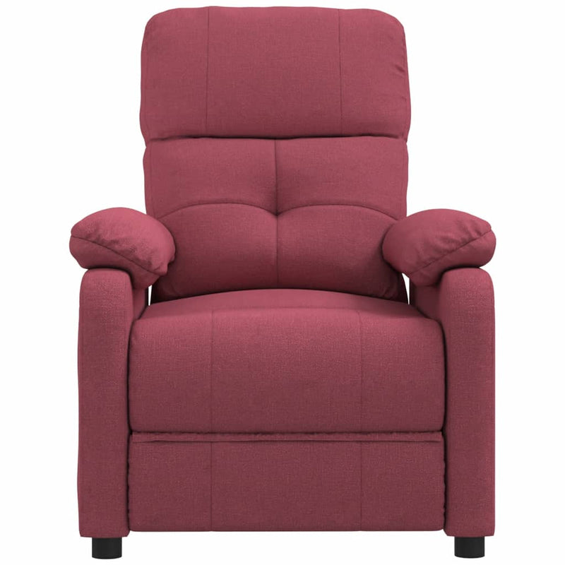 Massage Recliner Chair Wine Red Fabric