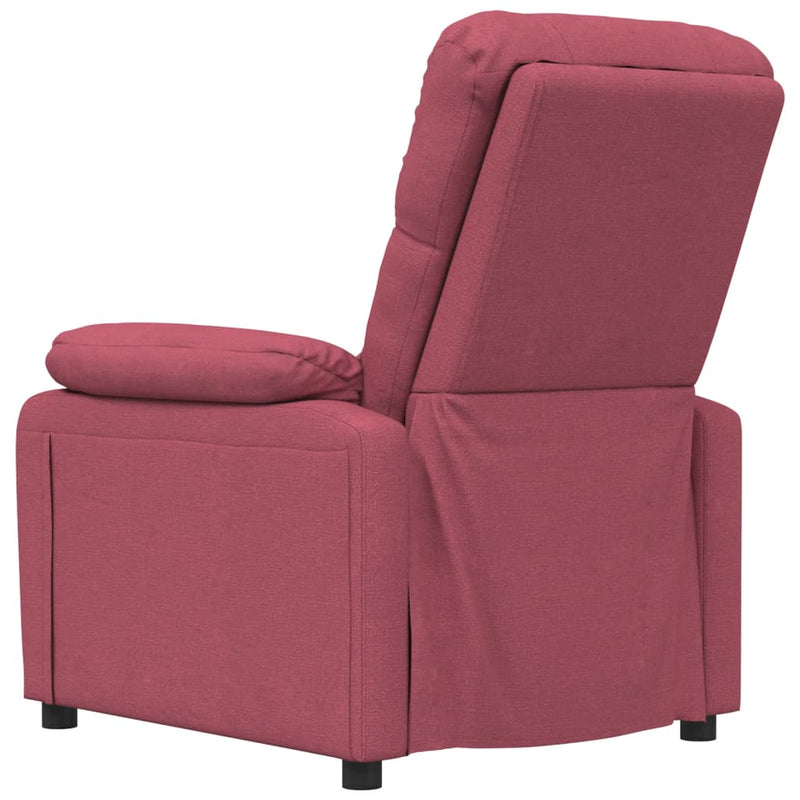 Massage Recliner Chair Wine Red Fabric