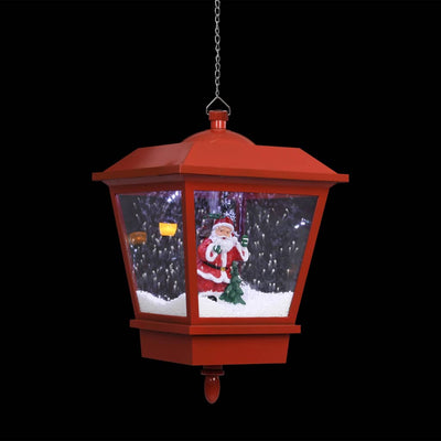 Christmas Hanging Lamp with LED Light and Santa Red 27x27x45 cm