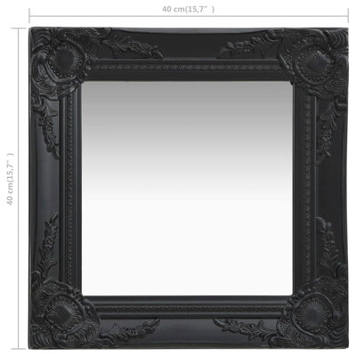 Wall Mirror Baroque Style 40x40 cm Black