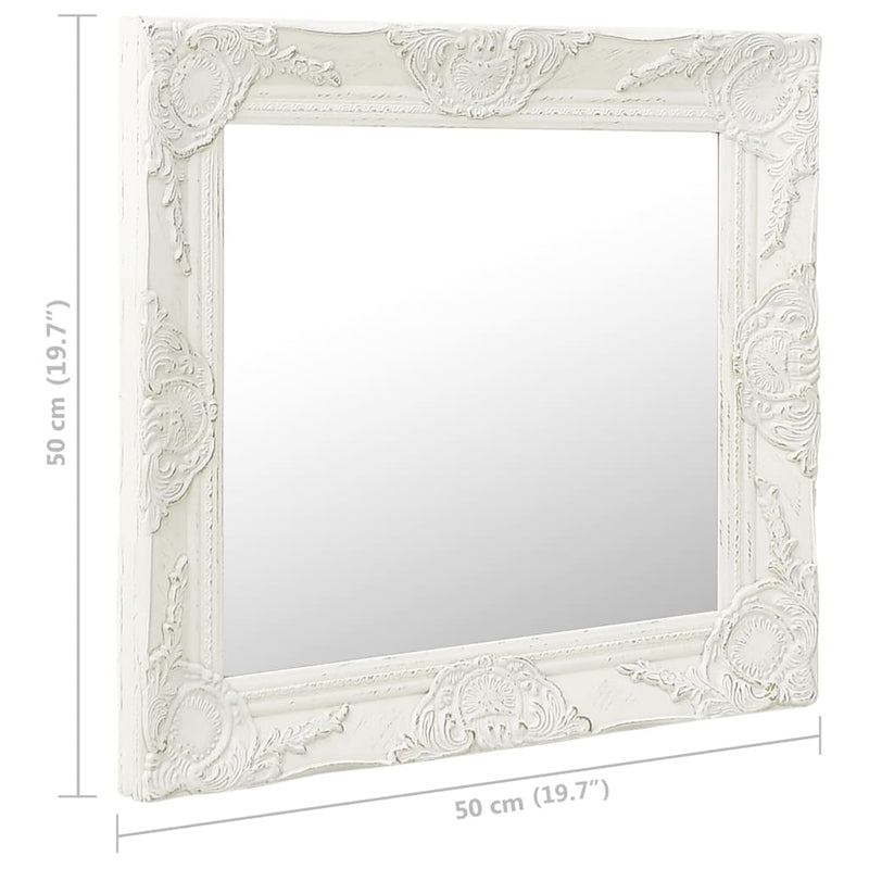 Wall Mirror Baroque Style 50x50 cm White