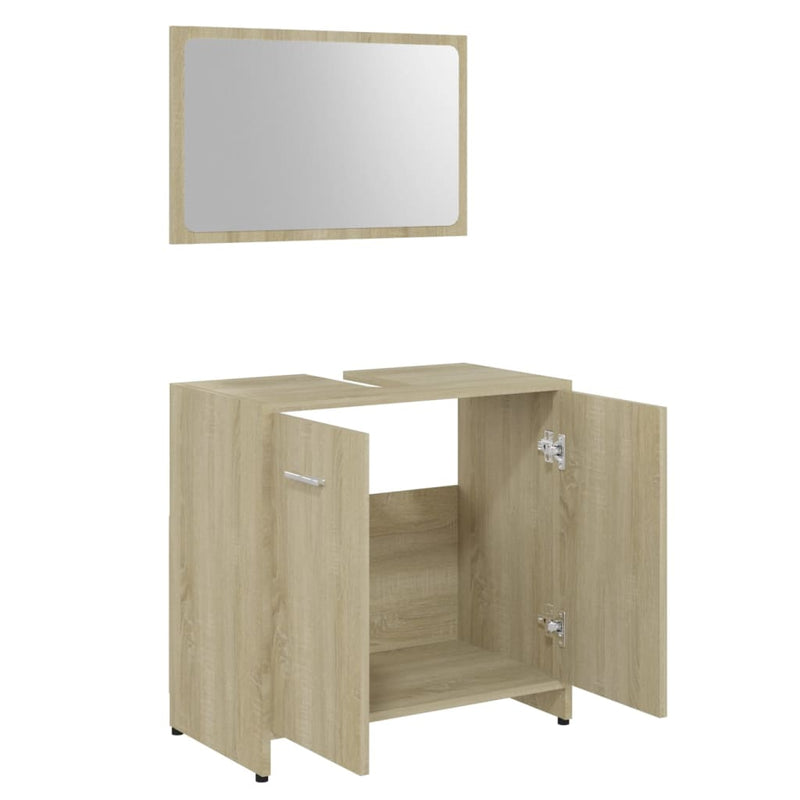 Bathroom Furniture Set Sonoma Oak Chipboard
