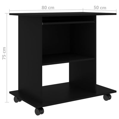 Computer Desk Black 80x50x75 cm Chipboard