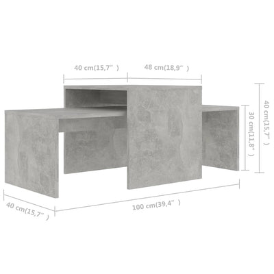 Coffee Table Set Concrete Grey 100x48x40 cm Engineered Wood