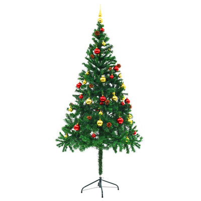 Artificial Christmas Tree with Baubles and LEDs Green 180 cm