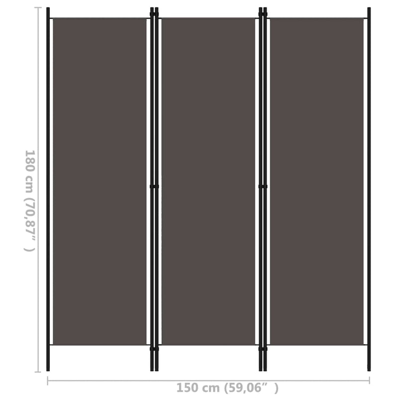 3-Panel Room Divider Anthracite 150x180 cm