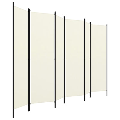 6-Panel Room Divider Cream White 300x180 cm