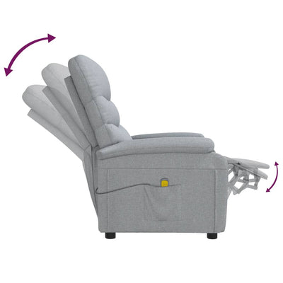 Massage Recliner Light Grey Fabric