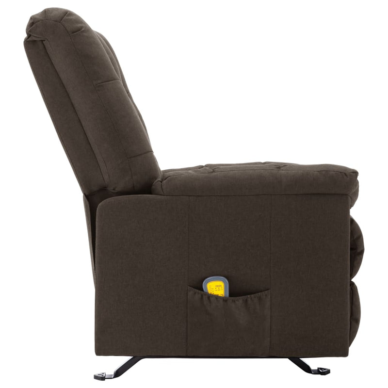 Massage Reclining Chair Dark Brown Fabric