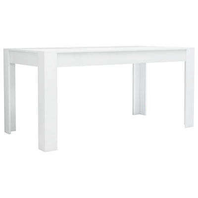 Dining Table High Gloss White 160x80x76 cm Engineered Wood