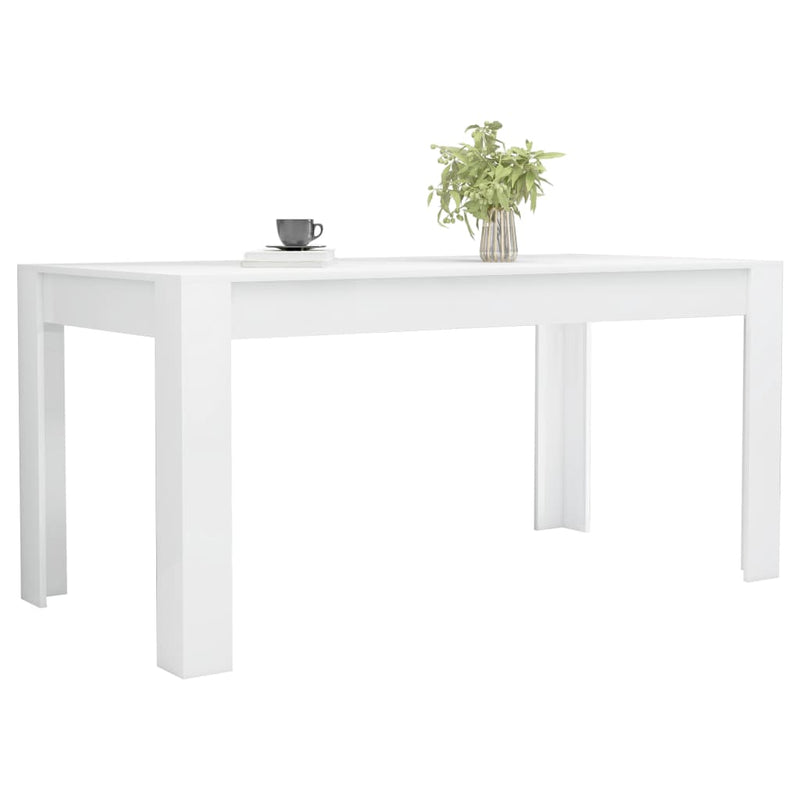 Dining Table High Gloss White 160x80x76 cm Engineered Wood
