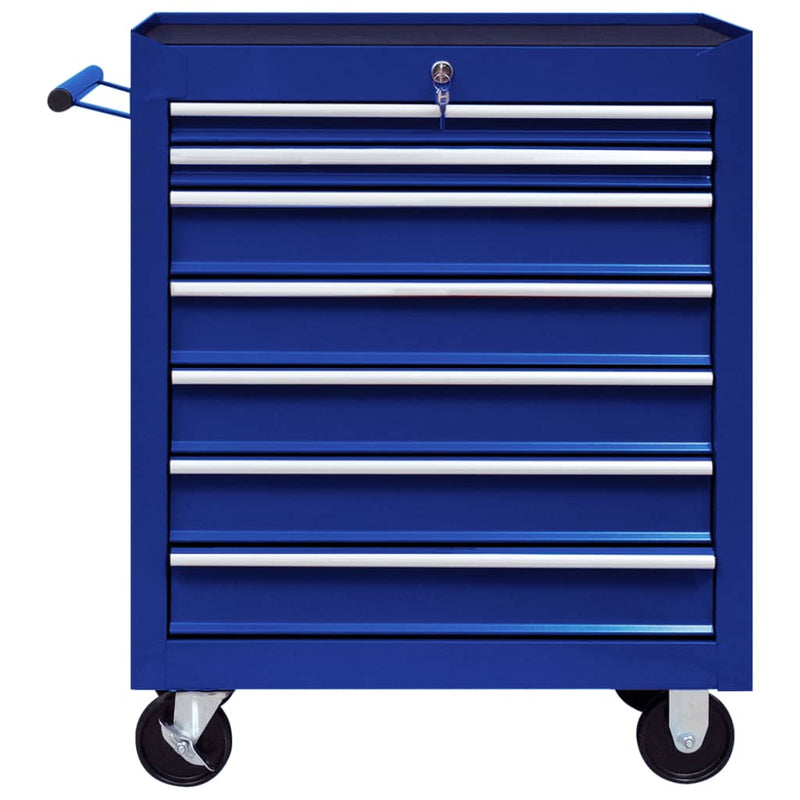 Workshop Tool Trolley with 7 Drawers Blue