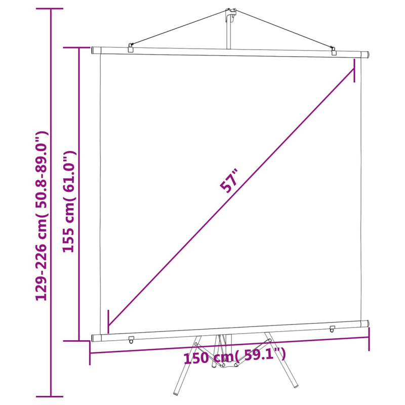 Projection Screen with Tripod 144.8 cm 1:1