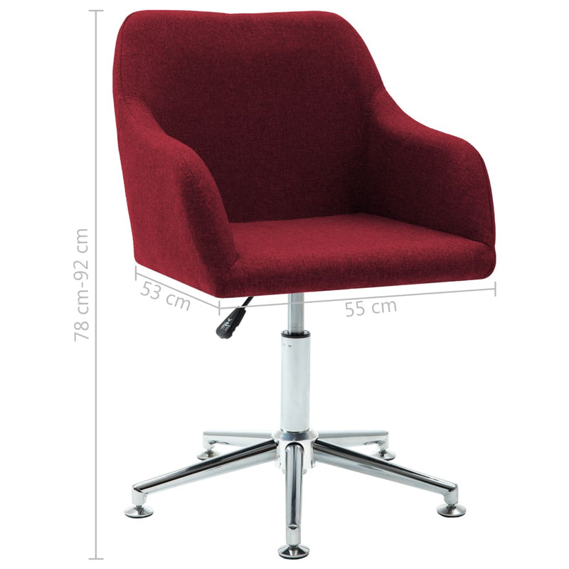 2x Swivel Dining Chairs Wine Red Fabric