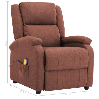 Massage Recliner Brown Fabric (AU only)