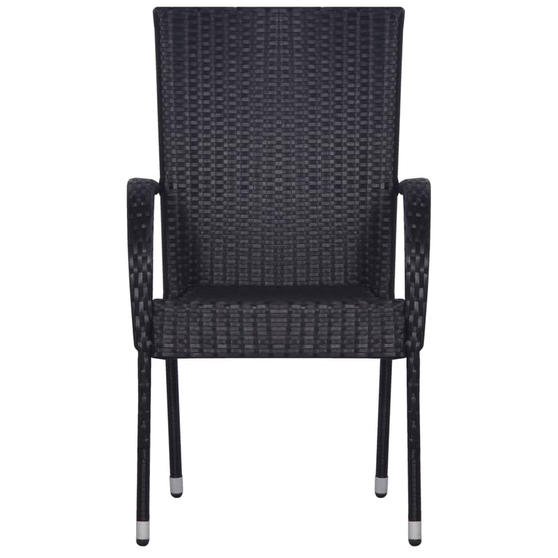 Stackable Outdoor Chairs 4 pcs Poly Rattan Black