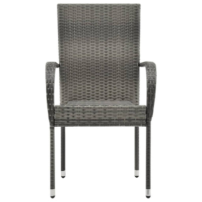 Stackable Outdoor Chairs 4 pcs Grey Poly Rattan - Payday Deals
