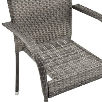 Stackable Outdoor Chairs 4 pcs Grey Poly Rattan - Payday Deals