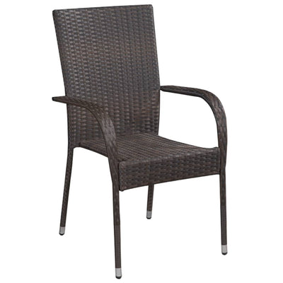 Stackable Outdoor Chairs 6 pcs Poly Rattan Brown - Payday Deals