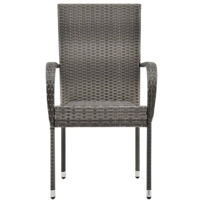 Stackable Outdoor Chairs 6 pcs Grey Poly Rattan