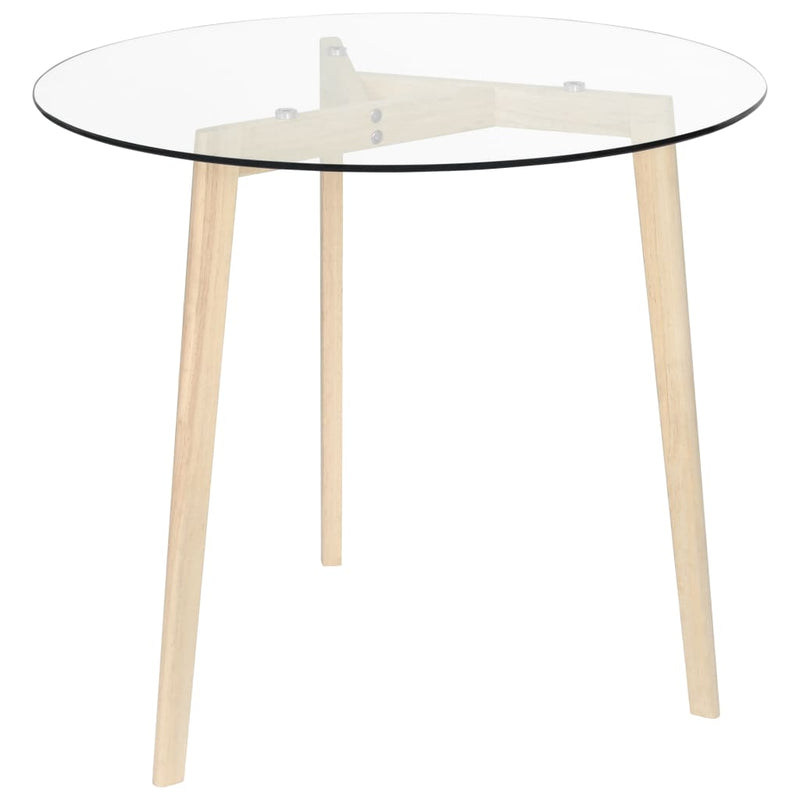 Dining Table Transparent 80 cm Tempered Glass