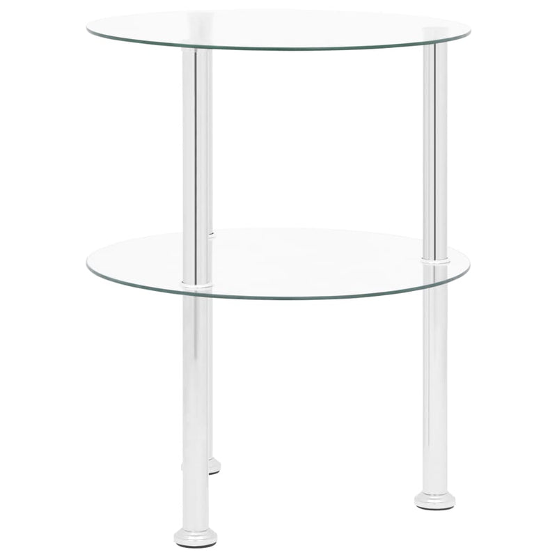 2-Tier Side Table Transparent 38 cm Tempered Glass