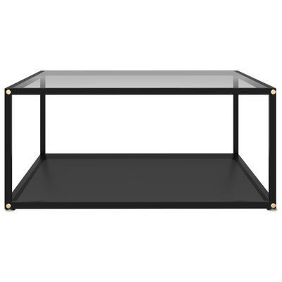 Coffee Table Transparent and Black 80x80x35 cm Tempered Glass