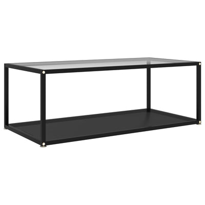 Coffee Table Transparent and Black 100x50x35 cm Tempered Glass