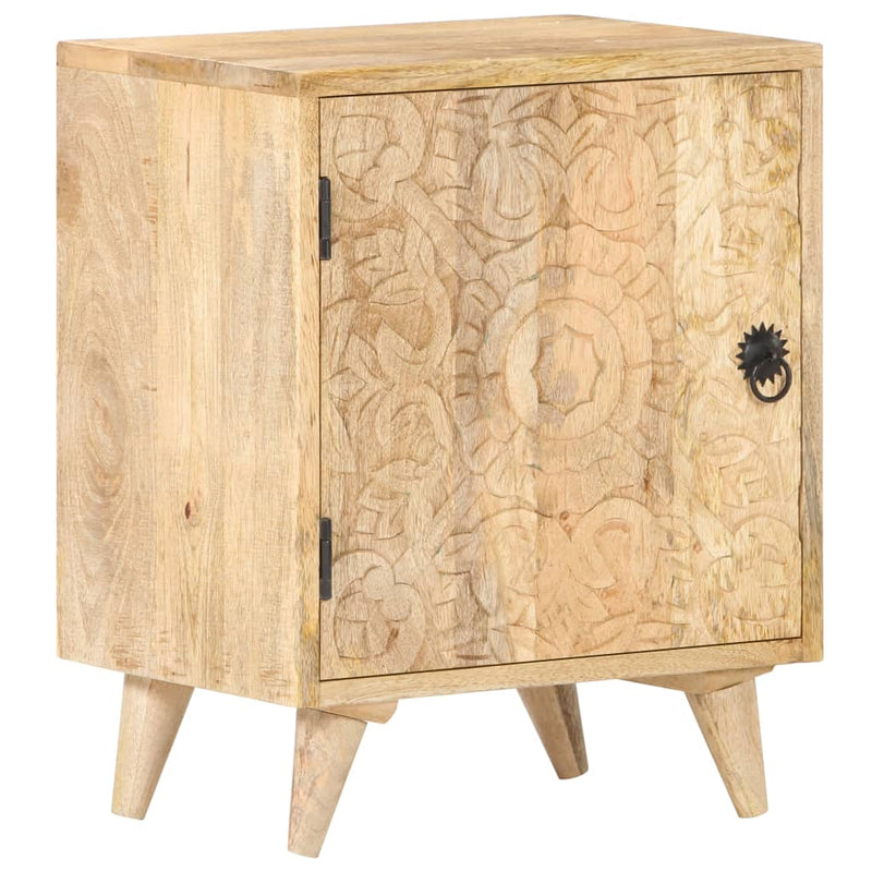 Carved Bedside Cabinet 40x30x50 cm Solid Mango Wood