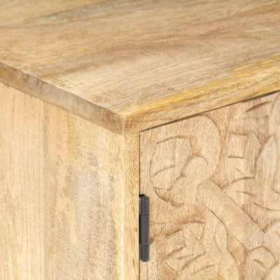 Carved Bedside Cabinet 40x30x50 cm Solid Mango Wood