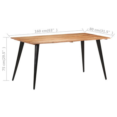 Dining Table with Live Edges 160x80x75 cm Solid Acacia Wood