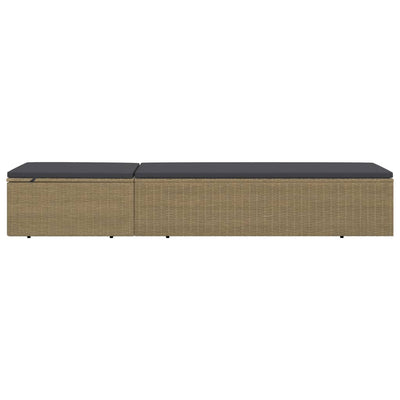Sunlounger Poly Rattan Brown and Dark Grey