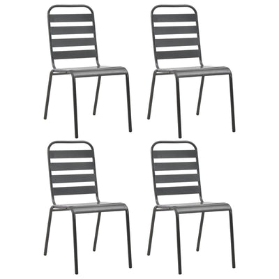 Outdoor Chairs 4 pcs Slatted Design Steel Dark Grey - Payday Deals