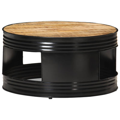 Coffee Table Black 68x68x36 cm Solid Rough Mango Wood - Payday Deals