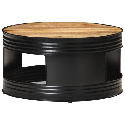 Coffee Table Black 68x68x36 cm Solid Rough Mango Wood - Payday Deals