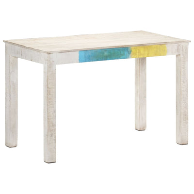 Dining Table White 120x60x76 cm Solid Mango Wood