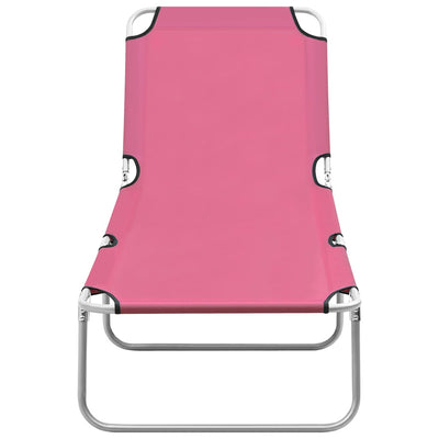 Folding Sun Lounger Steel and Fabric Pink - Payday Deals