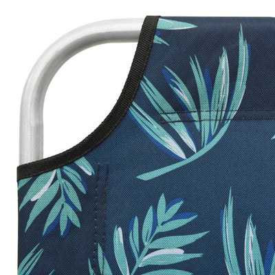 Folding Sun Lounger Steel and Fabric Leaves Print