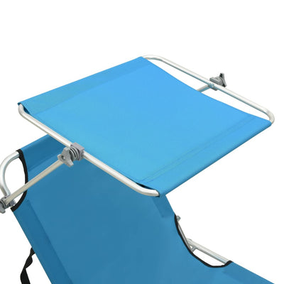 Folding Sun Lounger with Canopy Blue Aluminium - Payday Deals