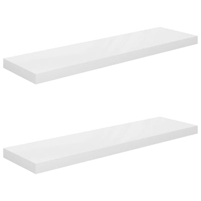 Floating Wall Shelves 2 pcs High Gloss White 90x23.5x3.8 cm MDF