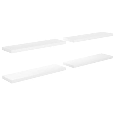Floating Wall Shelves 4 pcs High Gloss White 90x23.5x3.8 cm MDF