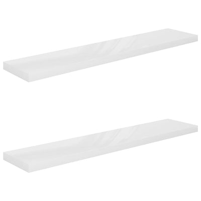 Floating Wall Shelves 2 pcs High Gloss White 120x23.5x3.8 cm MDF