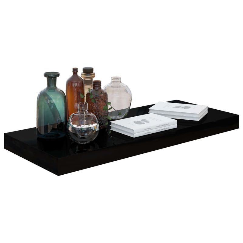 Floating Wall Shelf High Gloss Black 60x23.5x3.8 cm MDF