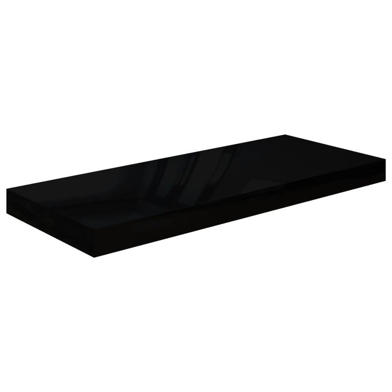 Floating Wall Shelves 4 pcs High Gloss Black 60x23.5x3.8 cm MDF
