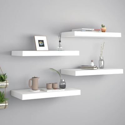 Floating Wall Shelves 4 pcs White 50x23x3.8 cm MDF